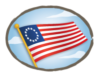 illustration of a United States flag from the 18th century.