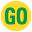 small yellow circle with the word GO